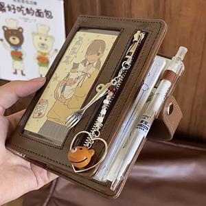 M5 브라운 실버 소프트 지퍼 루즈리프 레트로 휴대용 및 40매 내지 PU 클립형 노트 루즈리프 노트북