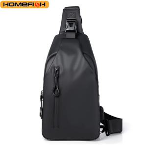 HOMEFISH 경량 다기능 숄더 크로스백, USB 충전 대용량 체스트백, 심플 캐주얼 통근 가방