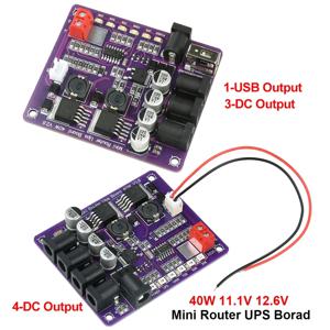 미니 라우터 UPS 무정전 전원 공급 장치 보드 40W 11.1V 배터리 충전 보드 4채널 전원 모듈 출력 USB DC 포트