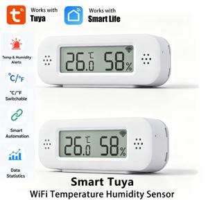 스마트 홈 온도계 습도계 APP 원격 알람용 Tuya WiFi 온도 습도 센서 Google Home Yandex Alexa와 함께 작동