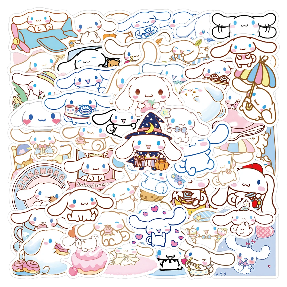 10/30/60pcs 귀여운 재미있는 만화 Cinnamoroll 스티커 Sanrio Anime 데칼 DIY 스케이트 보드 수하물 전화 자동차 Kawaii 스티커 선물용