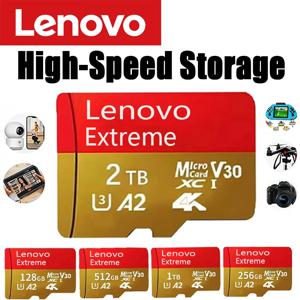레노버 마이크로 SD 카드 고속 SD 메모리 카드 128GB 256GB 512GB 1TB 2TB 마이크로 SD U3 V30 TF 플래시 카드 (휴대폰, 카메라, 기기용)