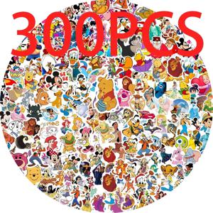 50/100/200/300Pcs 디즈니 믹스 만화 귀여운 스티치 미키 공주 스티커 비닐 노트북 수하물 스케이트 보드 방수 스티커 장난감