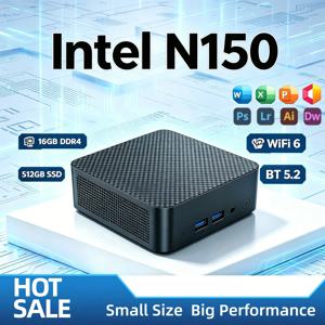 인텔 코어 N150 512GB 16GB DDR4 M2 NVMe SSD 트리플 4K 디스플레이 WiFi6 BT52 저소음 쿨링 미니 PC 홈 오피스 데스크탑 2026