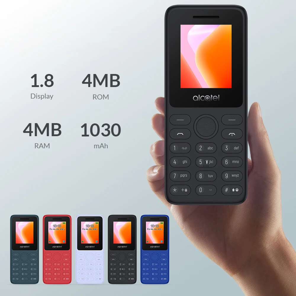 글로벌 버전 휴대폰 2G GSM 1.8인치 화면 듀얼 SIM 1030mAh 배터리 타입-C 포트 FM 라디오 TCL 알카텔 1021