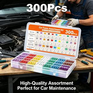 자동차 블레이드 퓨즈 모듬 키트 300개 자동차 트럭 퓨즈 2A-40A 앰프 퓨즈 풀러 포함 자동차 회로 교체 수리 액세서리