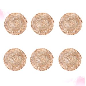 6개입 8cm 미니 수제 밀짚모자, DIY 장식용 넓은 챙 모자, 인형 모자용 공예 액세서리