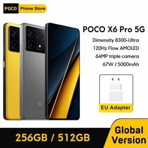 POCO X6 Pro 5G 스마트폰 글로벌 버전 디멘시티 8300-울트라 6.67인치 플로우 AMOLED 도트디스플레이 64MP NFC