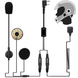 Baofeng 헬멧 헤드셋, UV-5R UV-82 모터용 워키토키 이어피스, 2 핀 핑거 PTT 듀얼 스피커, 켄우드 레테비스 RT22 H777 라디오