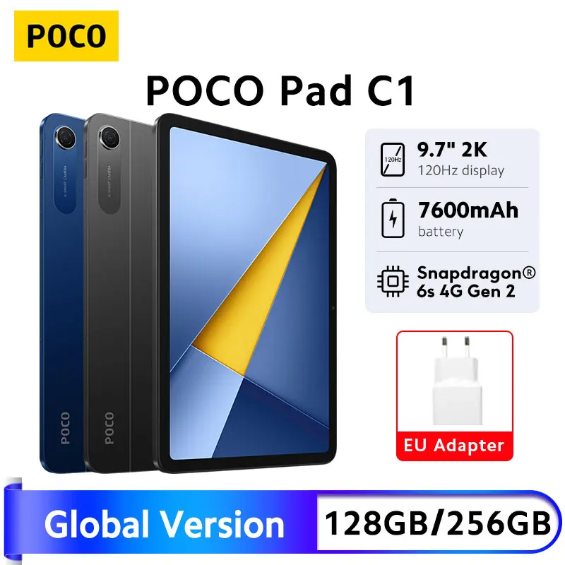 최신 POCO Pad C1 글로벌 버전 태블릿 9.7인치 2K 120Hz 크리스탈처럼 선명한 디스플레이 7600mAh 배터리 18W