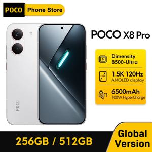 POCO X8 Pro 5G 스마트폰 글로벌 버전 디멘시티 8500-울트라 6500mAh 배터리 6.59인치 1.5K AMOLED 디스플레이 100W 하이프차지 NFC