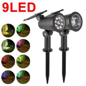 정원 9 LED 태양광 조명, 조절 가능한 태양광 스포트라이트, 야외 IP65 방수 조경 램프, 빌라 야간 장식 조명