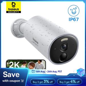 Baseus 야외 보안 카메라 B1, 2K 무선 와이파이 카메라 보안 보호 시스템, 24/7 녹화, 8GB 로컬 스토리지 내장