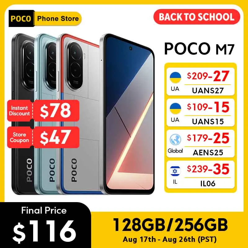 POCO M7 글로벌 버전 스마트폰 128GB/256GB 스냅드래곤 685 NFC 7000mAh 배터리 몰입형 6.9인치 144Hz 디스플레이 33W 터보 충전