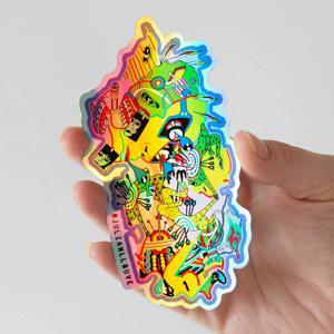 100PCS 사용자 정의 홀로그램 스티커 방수 비닐 사용자 정의 레이블 로고 만화 장식 비즈니스를위한 맞춤 스티커