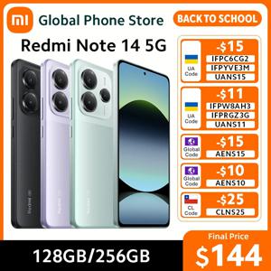 샤오미 레드미 노트 14 5G 스마트폰 글로벌 버전 5110mAh 배터리 MTK 디멘시티 7025-울트라 NFC 108MP 카메라 45W 터보 충전