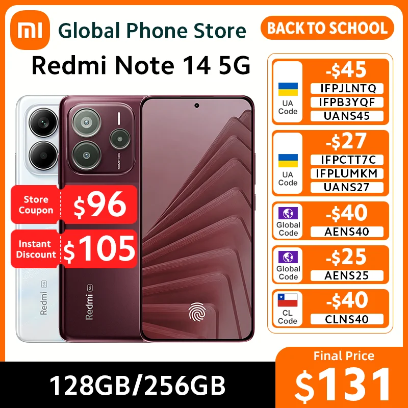 샤오미 레드미 노트 14 5G 스마트폰 인도 버전 8GB 램 MTK 디멘시티 7025-울트라 45W 충전 50MP 카메라 6.67인치 120Hz 디스플레이