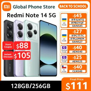 샤오미 레드미 노트 14 5G 스마트폰 글로벌 버전 5110mAh 배터리 NFC 108MP 카메라 MTK 디멘시티 7025-울트라 45W 터보 충전