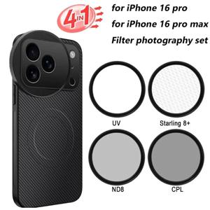 4 in 1 렌즈 58mm 필터 키트 CPL ND UV 스타 마그네틱 무선 충전 폰 케이스 (아이폰 16/16 Pro/Pro Max 사진 촬영용)