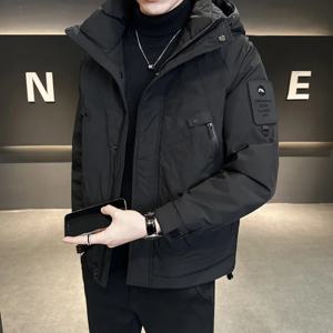 경량 패딩 재킷 남성 겨울 패션 브랜드 청소년 짧은 코트 후드 따뜻함 남성 작업복 겉옷 세련되고 따뜻함