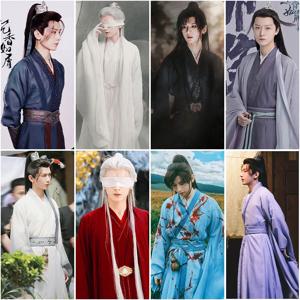 영화 및 TV 시리즈용 우아한 고대 중국 남성 의상, 불멸의 무술 연기자 복장, 면 소재 전통 한푸