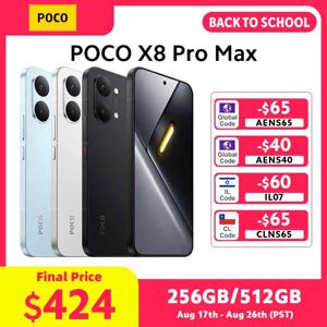 글로벌 버전 POCO X8 Pro Max 5G 스마트폰 디멘시티 9500s 6.83인치 1.5K 120Hz 디스플레이 100W 하이프차지 8500mAh 배터리 NFC