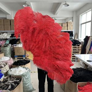 100/130cm 대형 빨간 타조 깃털 댄스 팬 접이식 휴대용 깃털 부채 할로윈 파티 장식 벨리댄스 공예 액세서리