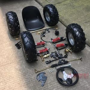 개조된 카트 액세서리 수제 4륜 구동 전후 서스펜션 스티어링 휠 스티어링 1미터 리어 액슬 6/7/8인치 타이어