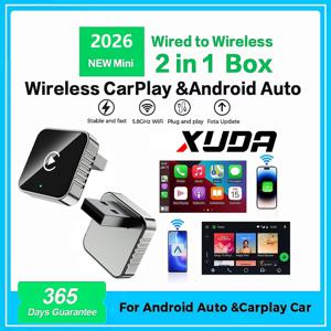 XUDA 2026 최신 무선 CarPlay 어댑터 USB CarPlay & 안드로이드 오토, 타입-C 포트, 유선에서 무선으로 변환, 플러그 앤 플레이, 자동 연결