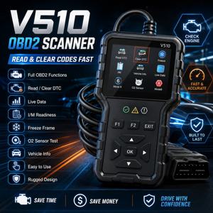V510 Obd2 자동차 진단 스캐너, 배터리 테스터, 엔진 코드 리더, 실시간 데이터, DTC 쿼리, 1996년 이후 OBDII 차량의 모든 냉동 프레임 데이터