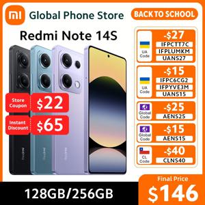 글로벌 버전 샤오미 레드미 노트 14S 스마트폰 8GB 램 5000mAh 6.67인치 AMOLED 디스플레이 MTK Helio G99 120Hz 200MP 67W 하이퍼 차지