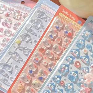 산리오 애니메이션 헬로 키티 행요돈 3D 속이 빈 릴리프 투명 젤리 스티커 크리스탈 장식 스티커 DIY 액세서리@