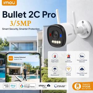 IMOU Bullet 2C Pro 3MP/5MP 2K/3K WiFi 6 야외 AOR 모드 보안 카메라 인간 및 차량 감지 야간 투시경 IP67 IP 카메라