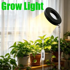 전체 스펙트럼 필 라이트 LED 성장등, 높이 조절 가능, USB 포트, 3/9/12시간 타이머, 실내 식물용 10단계 조광 기능