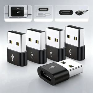 5개입 OTG USB to USB C 어댑터, 견고한 금속 소재, 아이폰, 아이패드, 삼성 S23, 아이워치, 에어팟 등 범용 호환