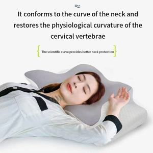 2-in-1 인체공학적 성형 정형외과 베개 1개, 폼 경추 쿠션, 편안한 목 지지 패드, 목 통증 완화용