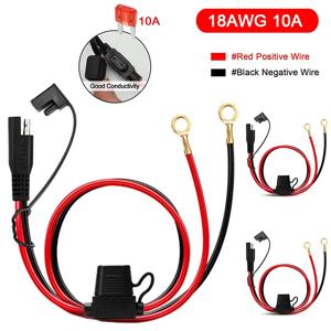 1/2/3개 SAE-O링 터미널 하네스 18AWG 60CM SAE 배터리 연장 케이블 (태양광 패널, 오토바이, 자동차, RV용, 10A 퓨즈 포함)