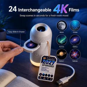 USB 별빛 하늘 프로젝터 야간 조명 360 °   자동차 실내, 가정, 침실용 조절 가능한 갤럭시 분위기 조명, 로맨틱 무드등