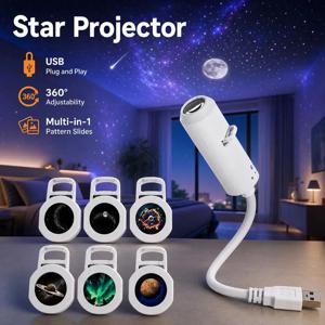 자동차 USB 별빛 밤 조명 HD 스마트 다이내믹 홀로그램 라이트 프로젝터 갤럭시 프로젝터 필름 자동차 분위기 조명