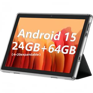 COLORROOM K12E 안드로이드 15 태블릿 10.1인치 태블릿 PC, 보호 케이스 포함, 24GB RAM 64GB ROM, IPS GMS 인증, 1TB 확장 가능