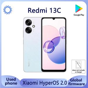 샤오미 레드미 13C 스마트폰 HyperOS 2.0 6.74인치 디스플레이 720 x 1600 픽셀 5000mAh 배터리 풀 스크린 중고폰 충전기 없음
