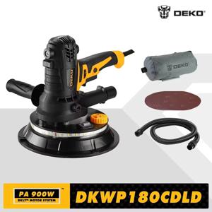 DEKO DKWP180CDLD/DKWP180CD 900W 건식 벽체 샌더 그라인딩 머신, 사포 LED 조명 및 먼지 봉투 포함