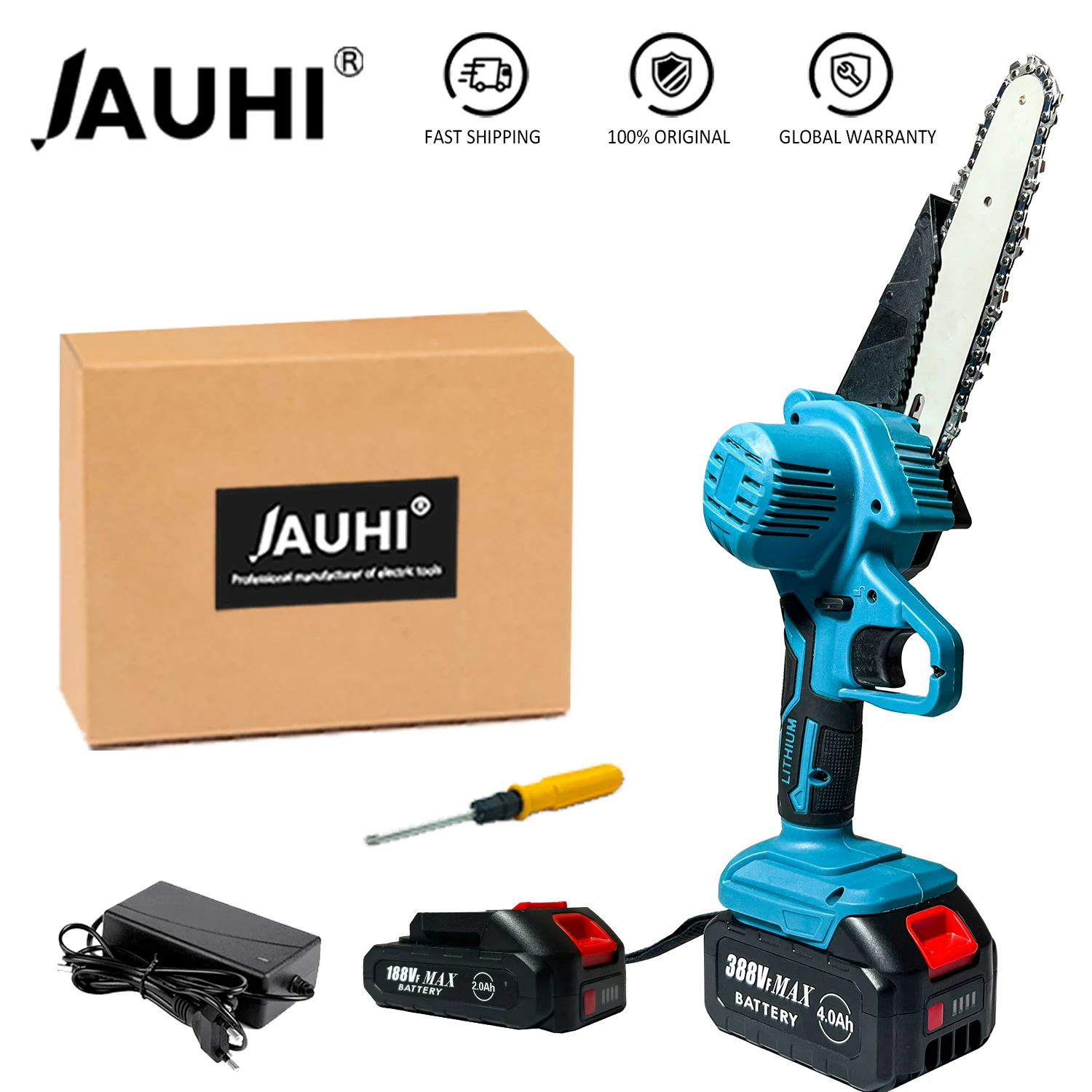 JAUHI 6 인치 체인 톱 Makita 18V 배터리 용 무선 전기 톱 휴대용 정원 로깅 전기 톱 목재 절단 전동 공구