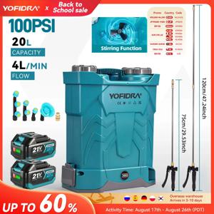 요피드라 100PSI 전동 분무기 20L 대용량 마당 잔디 살포 관개용 배낭 분무기 마키타 21V 배터리 핀 호환