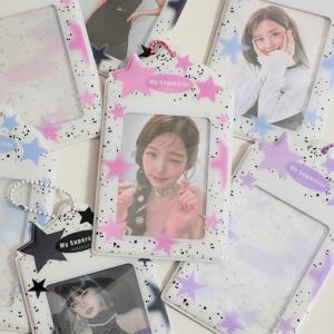 학생 PVC 스플래시 스타 투명 카드홀더, 3 인치 소형 카드홀더, 여아용 식사 카드, 버스 카드 가방