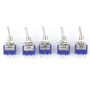 5PCS 블루 미니 MTS-102 3핀 SPDT ON-ON 6A 125VAC 소형 토글 스위치 MTS-103 MTS-202 MTS-203 6PIN ON-OFF-ON