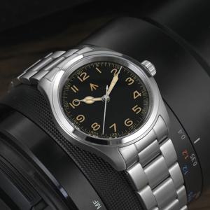 Militado ML08 밀리터리 시계 VH31 쿼츠 무브먼트 더블 사파이어 크리스탈 C3 BGW9 빛나는 10Bar 방수 38mm 빈티지 시계
