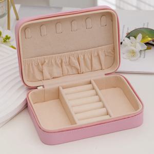 패션 여성 휴대용 여행 보석 상자 PU 가죽 목걸이 반지 귀걸이 지퍼 Stotage 상자 보석 디스플레이 케이스 주최자