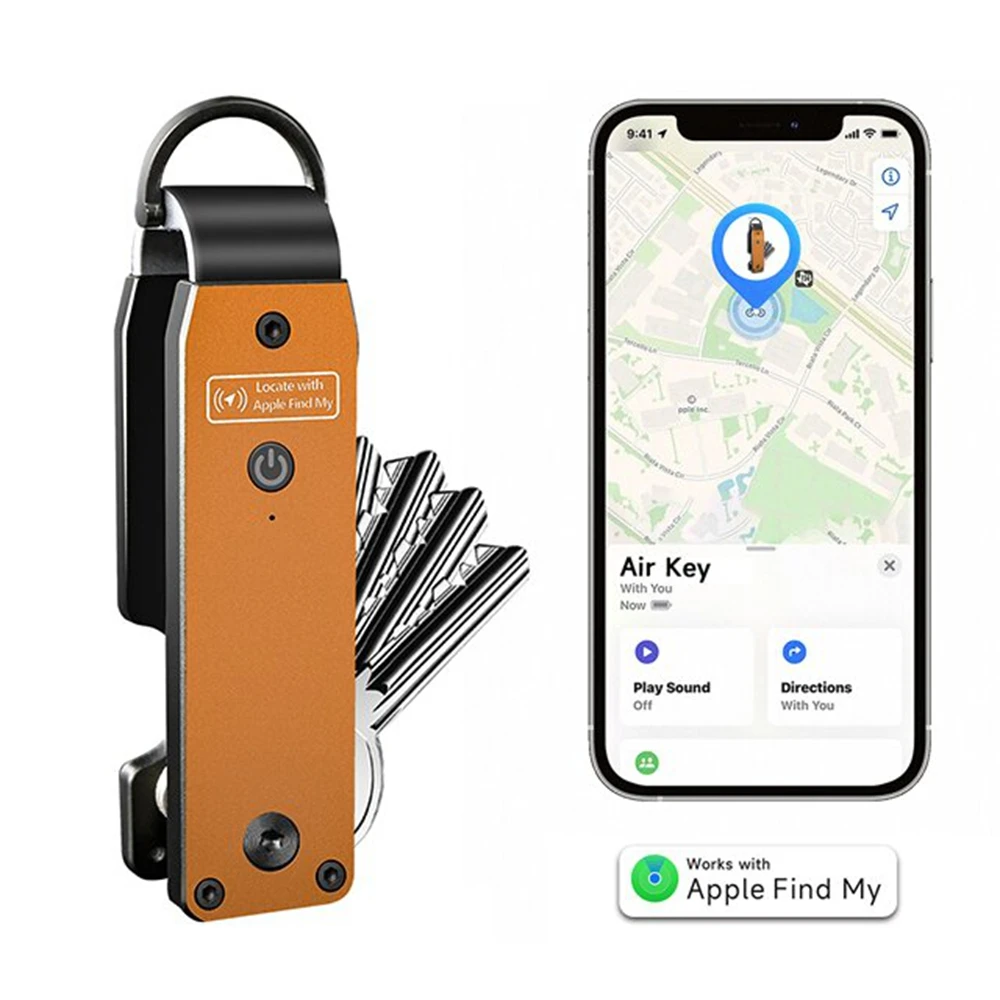 내장형 에어태그 칩, 열쇠 2~6개 수납 가능, GPS 트래커가 있는 자동차 키체인, 키 찾기 기능, 남녀공용 키홀더 (iOS 전용)