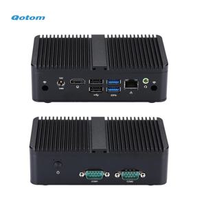 Qotom 미니 PC J4125 쿼드 코어 2.0 GHz 연속 작동 HD 1.4 지원 4K DDR4 4GB/8GB RAM mSATA SSD 2x RS232